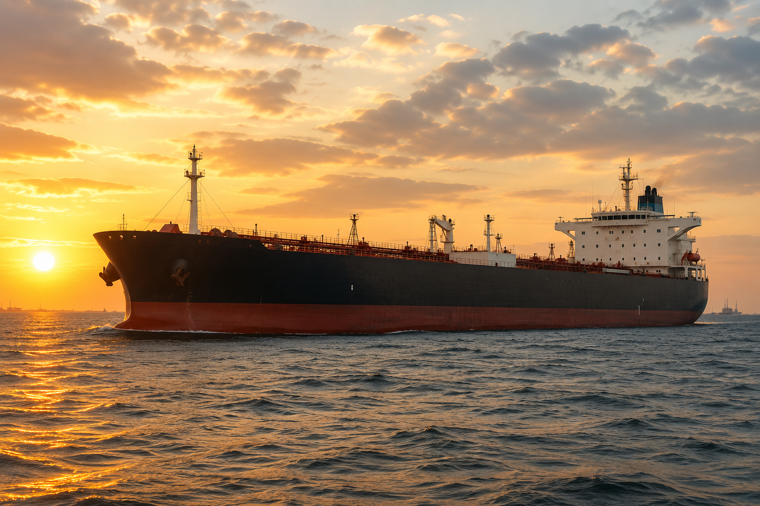 Petrochemical refinery storage tanks at dusk
