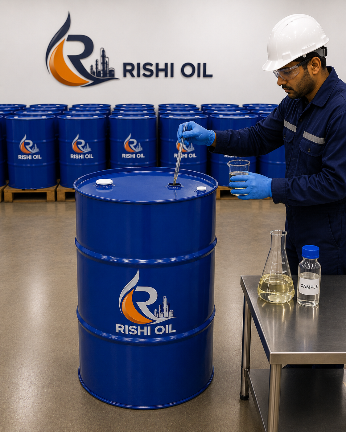 Technician testing oil viscosity in a lab